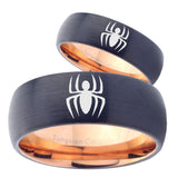 His Hers Spidermans Dome Tungsten Rose Gold Mens Promise Ring Set