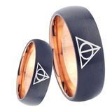 8mm Deathly Hallows Dome Tungsten Carbide Rose Gold Wedding Ring