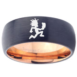 10mm Hatchet Man Dome Tungsten Carbide Rose Gold Band Ring