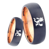 8mm Hatchet Man Dome Tungsten Carbide Rose Gold Promise Rings