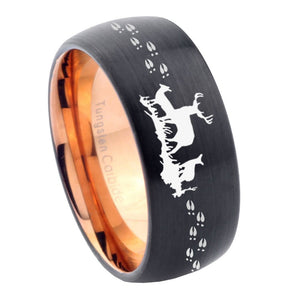 8mm Deer Hunting Dome Tungsten Carbide Rose Gold Anniversary Ring