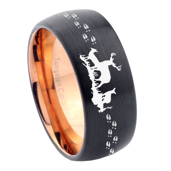 10mm Deer Hunting Dome Tungsten Rose Gold Custom Ring for Men