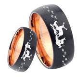 8mm Deer Hunting Dome Tungsten Carbide Rose Gold Anniversary Ring