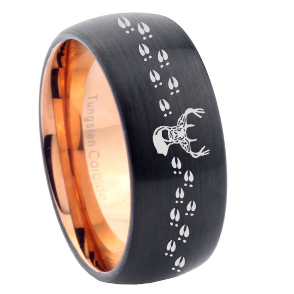 10mm Deer Antler Dome Tungsten Rose Gold Custom Ring for Men