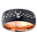 10mm Deer Antler Dome Tungsten Rose Gold Custom Ring for Men