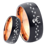 8mm Deer Antler Dome Tungsten Carbide Rose Gold Anniversary Ring