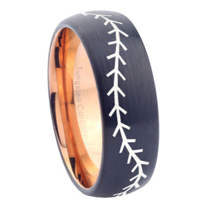 10mm Baseball Dome Tungsten Carbide Rose Gold Promise Ring