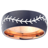 10mm Baseball Dome Tungsten Carbide Rose Gold Promise Ring