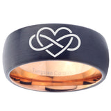 10mm Infinity Love Dome Tungsten Carbide Rose Gold Personalized Ring