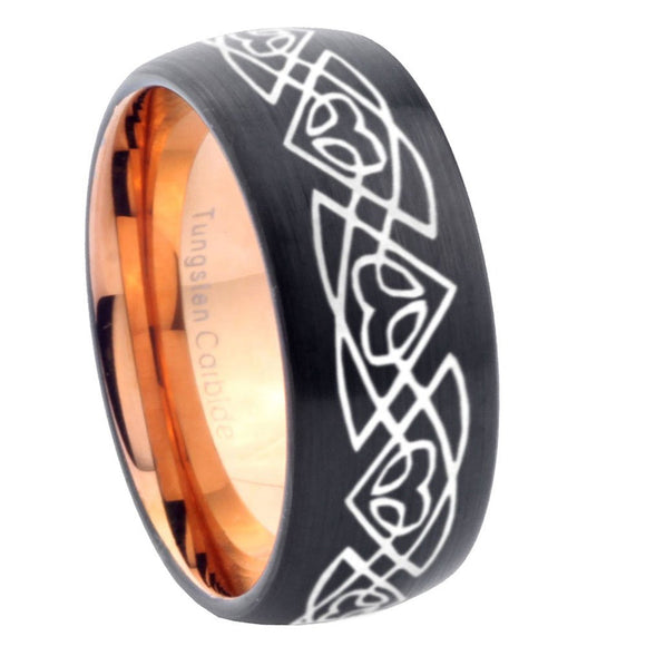 8mm Celtic Braided Dome Tungsten Carbide Rose Gold Anniversary Ring