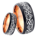 8mm Celtic Braided Dome Tungsten Carbide Rose Gold Anniversary Ring