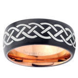 10mm Celtic Knot Dome Tungsten Rose Gold Custom Ring for Men