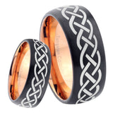 8mm Celtic Knot Dome Tungsten Carbide Rose Gold Anniversary Ring