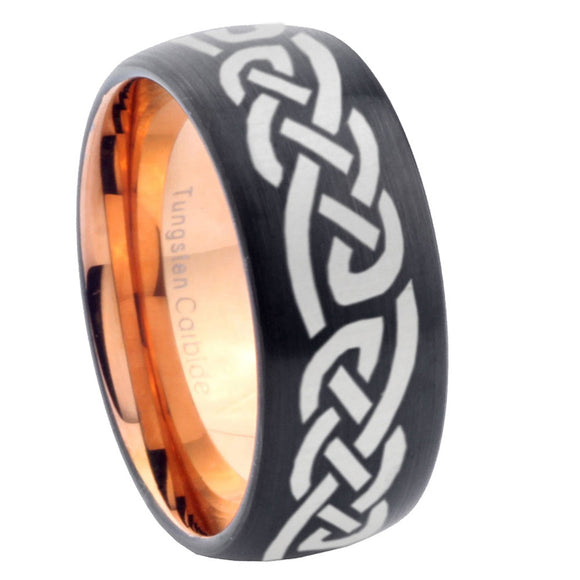 10mm Celtic Knot Infinity Love Dome Tungsten Rose Gold Custom Ring for Men