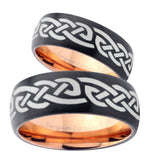 His Hers Celtic Knot Infinity Loves Dome Tungsten Rose Gold Mens Wedding Band Set