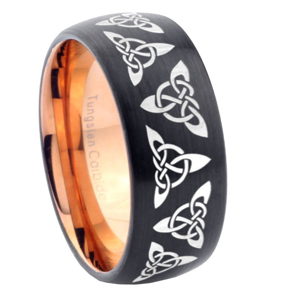 8mm Celtic Knot Dome Tungsten Carbide Rose Gold Anniversary Ring