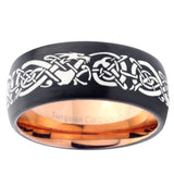 10mm Celtic Dragon Dome Tungsten Rose Gold Custom Ring for Men