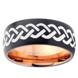 10mm Laser Celtic Knot Dome Tungsten Rose Gold Custom Ring for Men