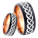 8mm Laser Celtic Knot Dome Tungsten Carbide Rose Gold Anniversary Ring