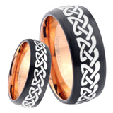 8mm Celtic Knot Love Dome Tungsten Carbide Rose Gold Anniversary Ring