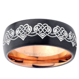 10mm Celtic Knot Heart Dome Tungsten Rose Gold Custom Ring for Men