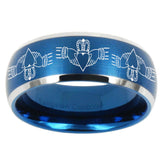 10mm Irish Claddagh Dome Brushed Blue 2 Tone Tungsten Carbide Promise Ring
