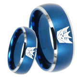 8mm Decepticon Transformers Dome Brushed Blue 2 Tone Tungsten Engagement Ring