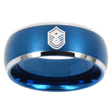 10mm Chief Master Sergeant Vector Dome Brushed Blue 2 Tone Tungsten Mens Ring