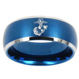 10mm Marine Dome Brushed Blue 2 Tone Tungsten Carbide Men's Ring