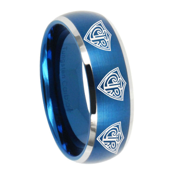 10mm Multiple CTR Dome Brushed Blue 2 Tone Tungsten Carbide Promise Ring