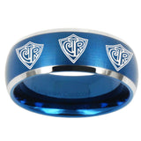 10mm Multiple CTR Dome Brushed Blue 2 Tone Tungsten Carbide Promise Ring