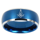 10mm Master Mason Dome Brushed Blue 2 Tone Tungsten Carbide Mens Ring