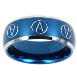 10mm Atheist Design Dome Brushed Blue 2 Tone Tungsten Mens Ring