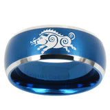 10mm Wild Boar Dome Brushed Blue 2 Tone Tungsten Mens Wedding Band