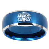 10mm Masonic 32 Degree Freemason Dome Brushed Blue 2 Tone Tungsten Carbide Mens Promise Ring