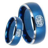 8mm Masonic 32 Degree Freemason Dome Brushed Blue 2 Tone Tungsten Carbide Wedding Bands Ring