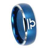 8mm Libra Horoscope Dome Brushed Blue 2 Tone Tungsten Men's Promise Rings