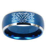 10mm Celtic Dog Dome Brushed Blue 2 Tone Tungsten Mens Wedding Band