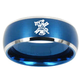 10mm Fireman Dome Brushed Blue 2 Tone Tungsten Carbide Mens Engagement Ring