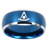 10mm Pester Master Masonic Dome Brushed Blue 2 Tone Tungsten Anniversary Ring