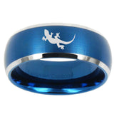 10mm Lizard Dome Brushed Blue 2 Tone Tungsten Carbide Custom Ring for Men