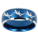 10mm Multiple Lizard Dome Brushed Blue 2 Tone Tungsten Mens Anniversary Ring