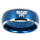 10mm Zelda Skyward Sword Dome Brushed Blue 2 Tone Tungsten Carbide Men's Ring