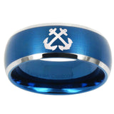 10mm Anchor Dome Brushed Blue 2 Tone Tungsten Carbide Engagement Ring