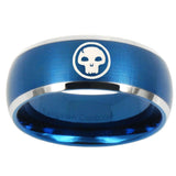 10mm Skull Dome Brushed Blue 2 Tone Tungsten Carbide Engraved Ring