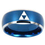 10mm Zelda Triforce Dome Brushed Blue 2 Tone Tungsten Mens Ring Engraved