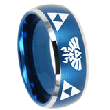 10mm Legend of Zelda Dome Brushed Blue 2 Tone Tungsten Men's Promise Rings