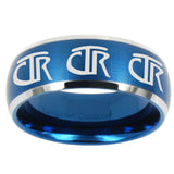 10mm Multiple CTR Dome Brushed Blue 2 Tone Tungsten Men's Engagement Ring