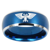 10mm Aquila Dome Brushed Blue 2 Tone Tungsten Carbide Mens Ring