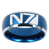 10mm N7 Design Dome Brushed Blue 2 Tone Tungsten Mens Wedding Band